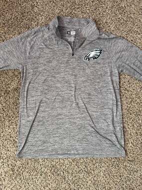 NFL Team Apparel Philadelphia Eagles 1/4 Zip Pullover Size L Gray